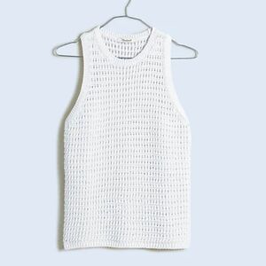 Madewell Crochet-Knit Crewneck Sweater Tank in Bright Ivory NWT size xs
